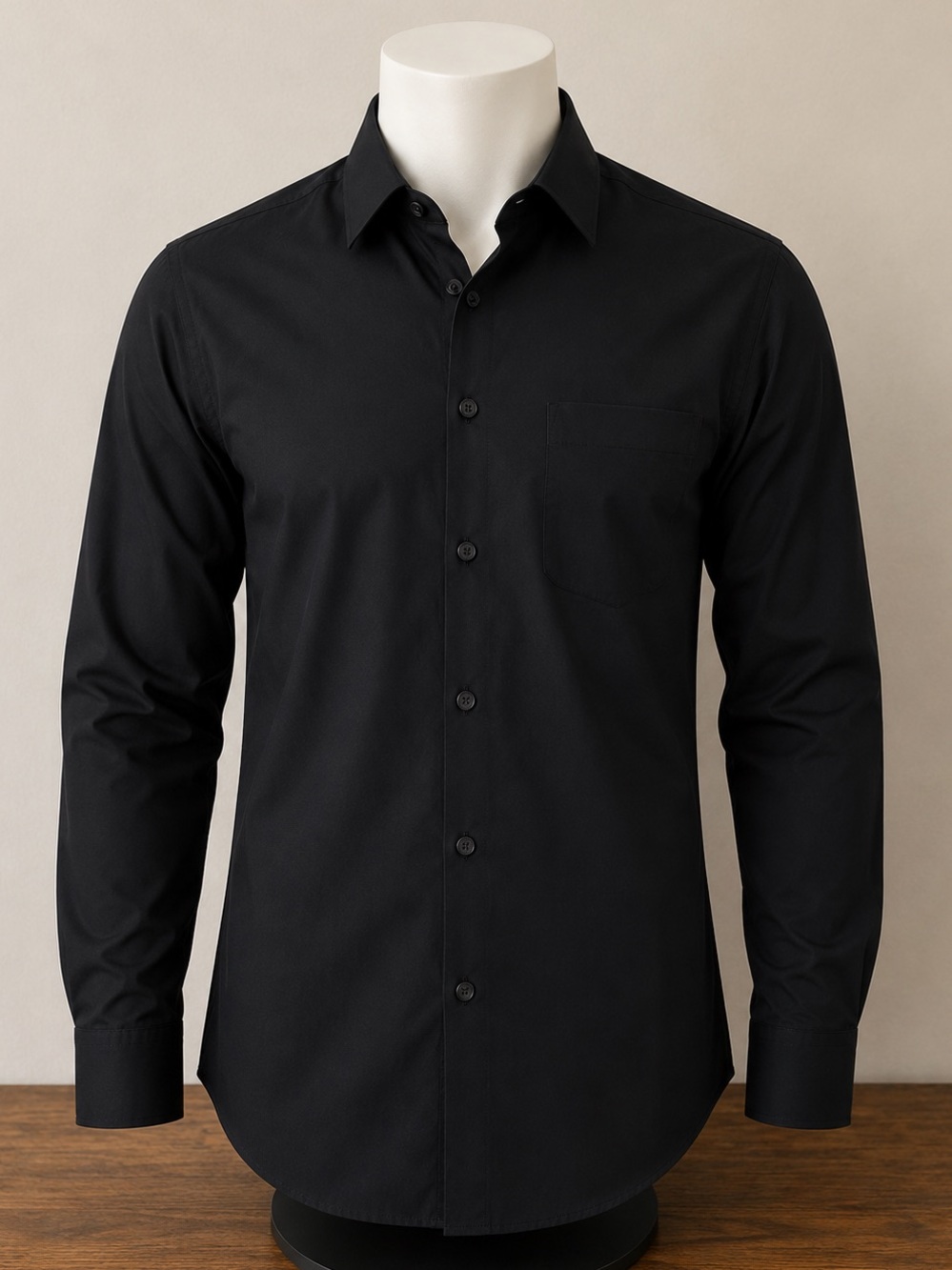 DOLCE ROMA MEN’S BLACK BUTTON DOWN DRESS SHIRT | LARGE 18-18.5 34/35 | NWT - Picture 3 of 8